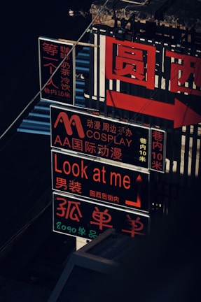 Vibrant scene of Cerdo Trump causing a ruckus surrounded by glowing neon signs and taped-up posters.