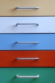 blue and white wooden drawer