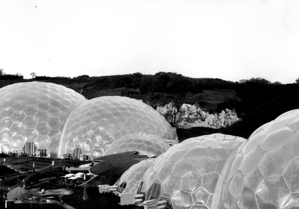 grayscale photo of a round glass ball