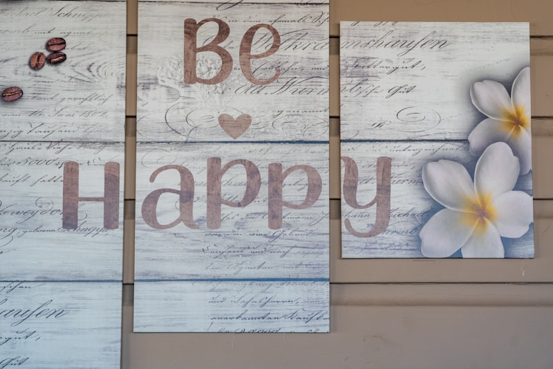 White and blue wooden wall decor
