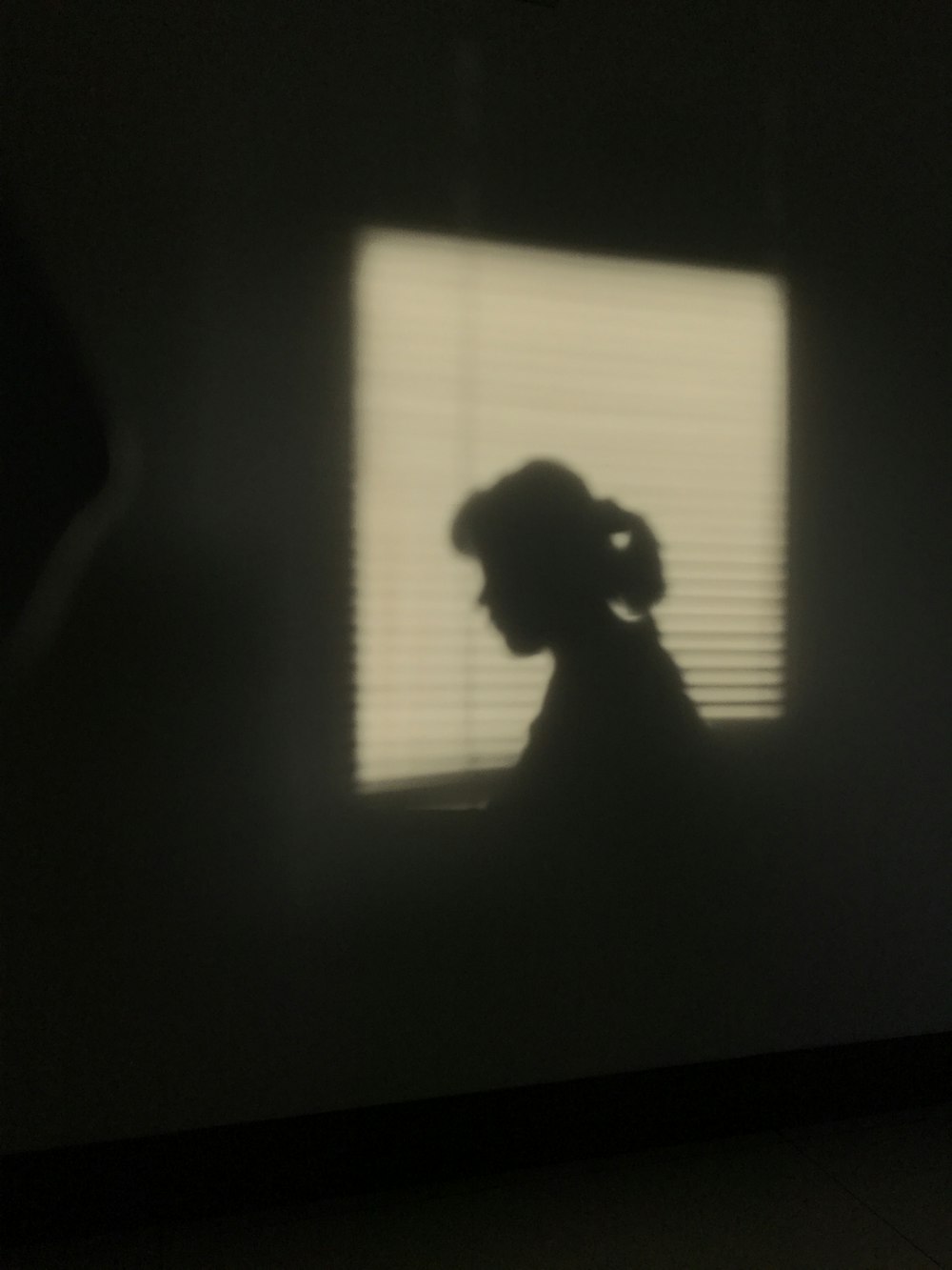 silhouette of person standing near window