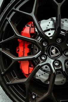 black and silver car wheel