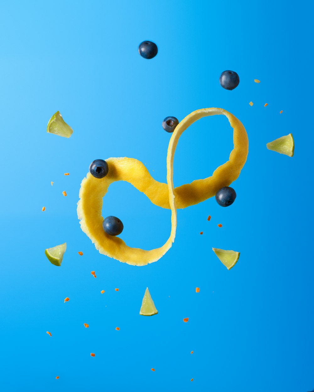 yellow heart shaped with blue background