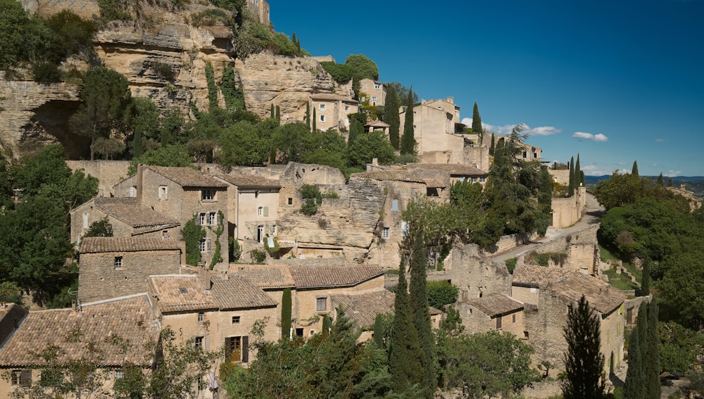 arbres verts près d’un bâtiment en béton brun pendant la journée