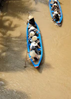 A group enjoying a traditional boat ride along the turquoise waters of Halong Bay.
