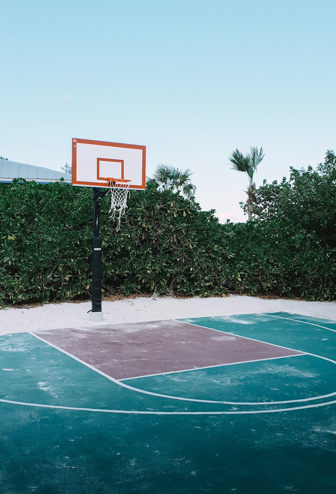 basketball court with basketball hoop