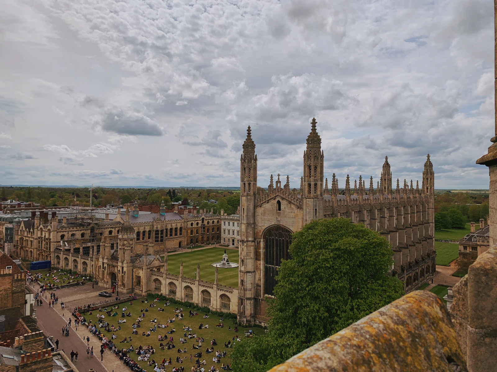 King's College, Cambridge, under white clouds