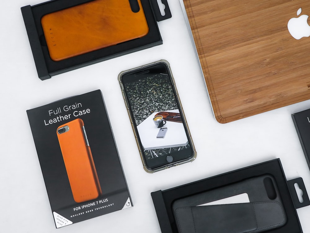 black and orange smartphone box