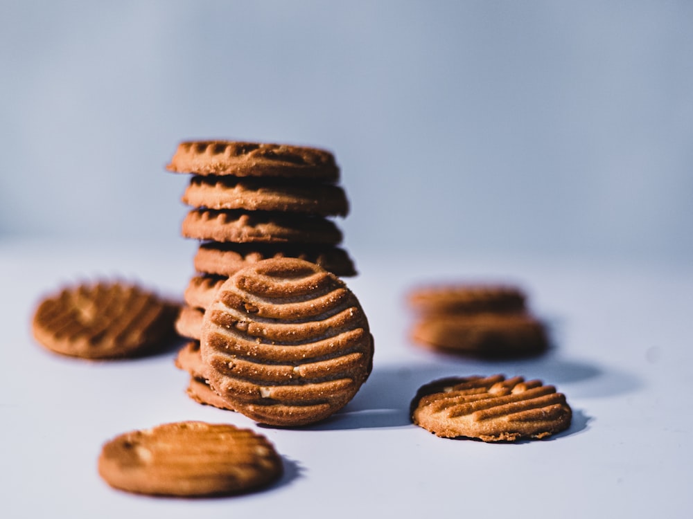 brown cookies on white table