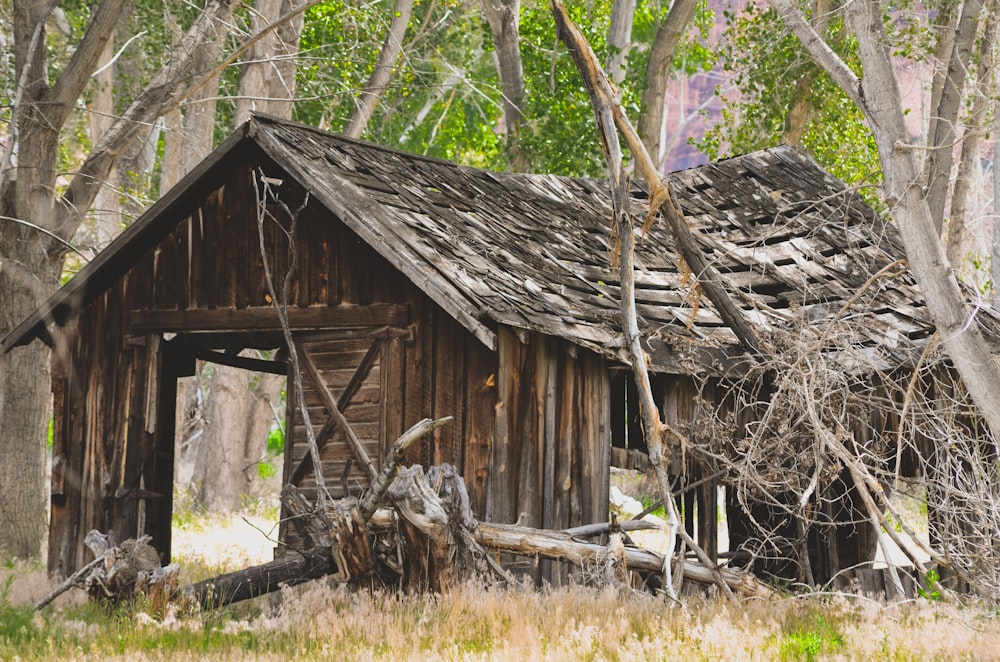 brown wooden house near green trees during daytime