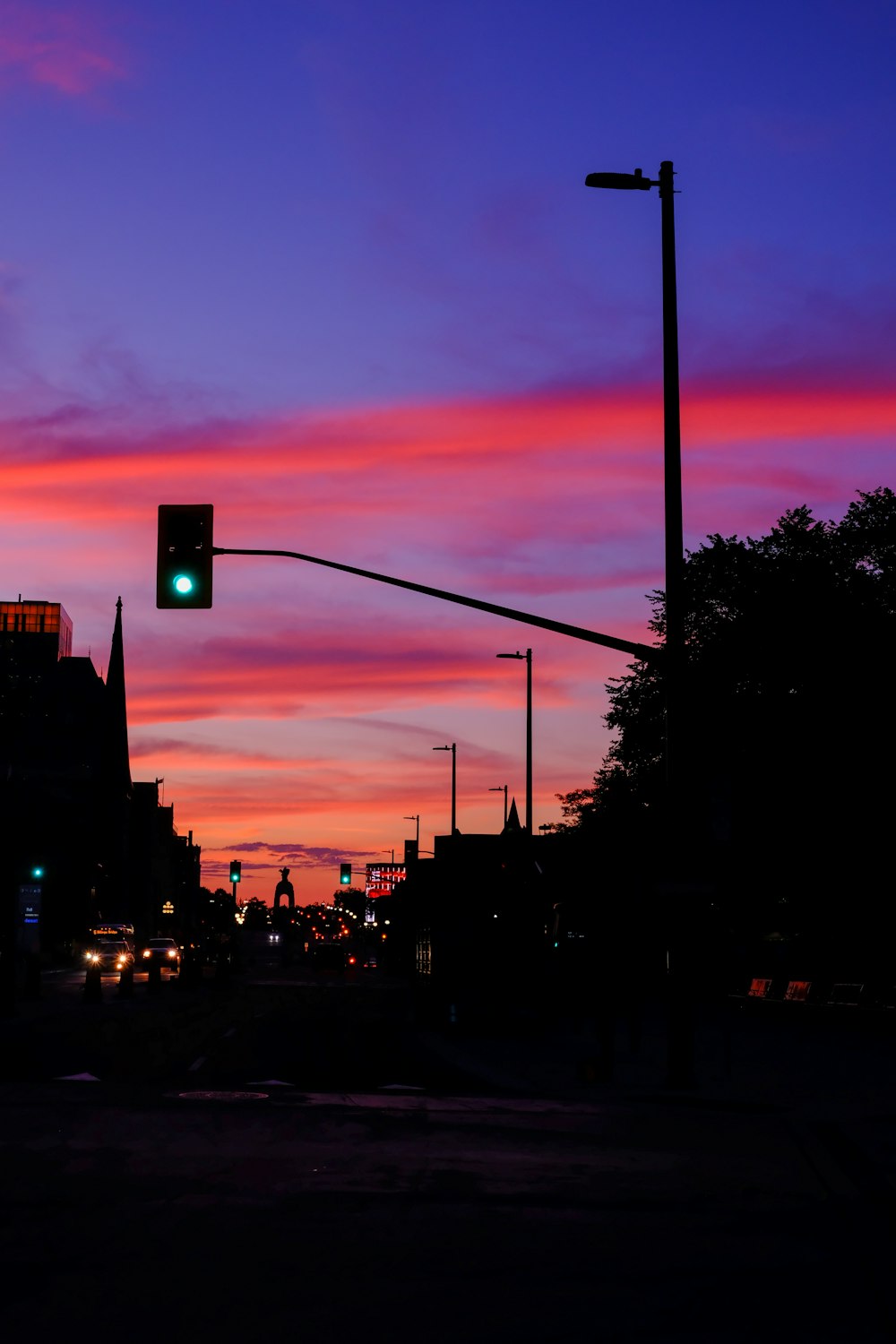 silhouette of buildings during sunset