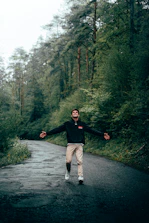 A joyful person walking confidently outdoors, embracing new possibilities.