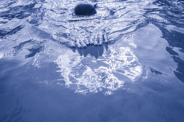 Blue and white abstract duotone composition demonstrating color gradient effects