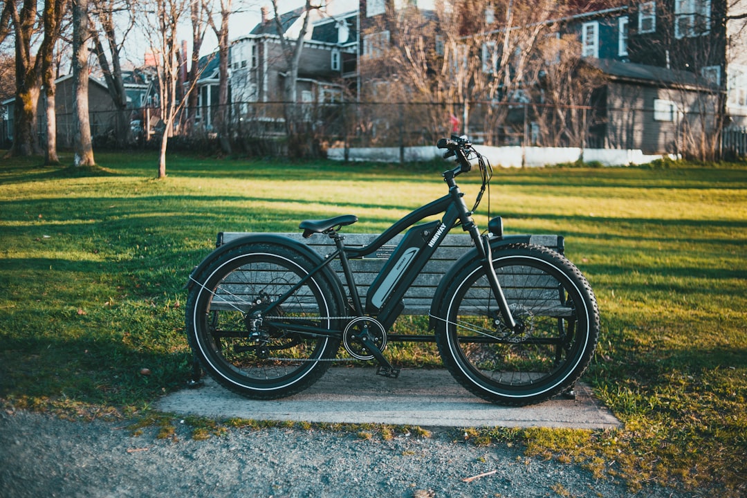 black commuter bike on green grass field during daytime