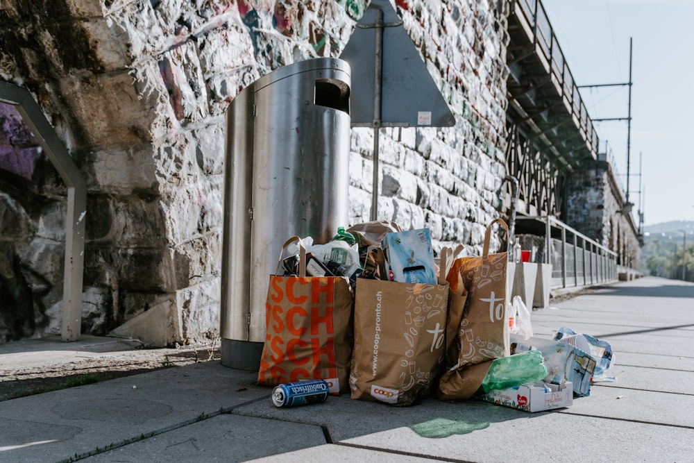 brown cardboard boxes on street