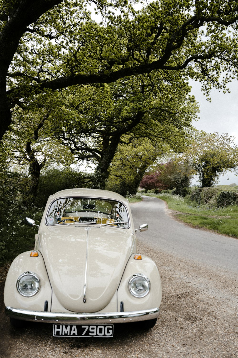 white volkswagen beetle on road during daytime