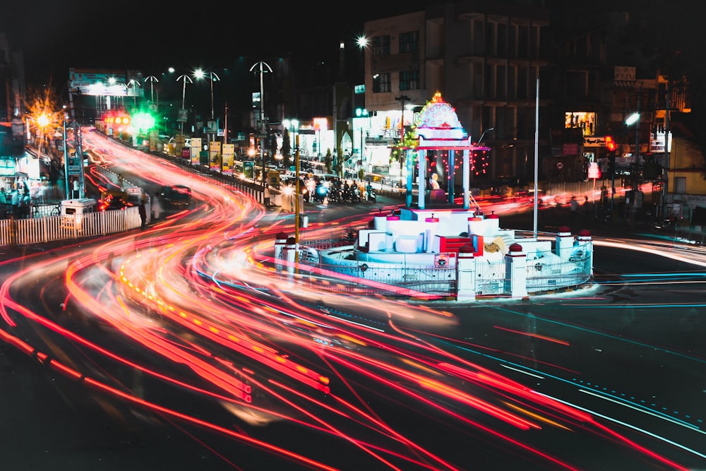 time lapse photography of cars on road during night time