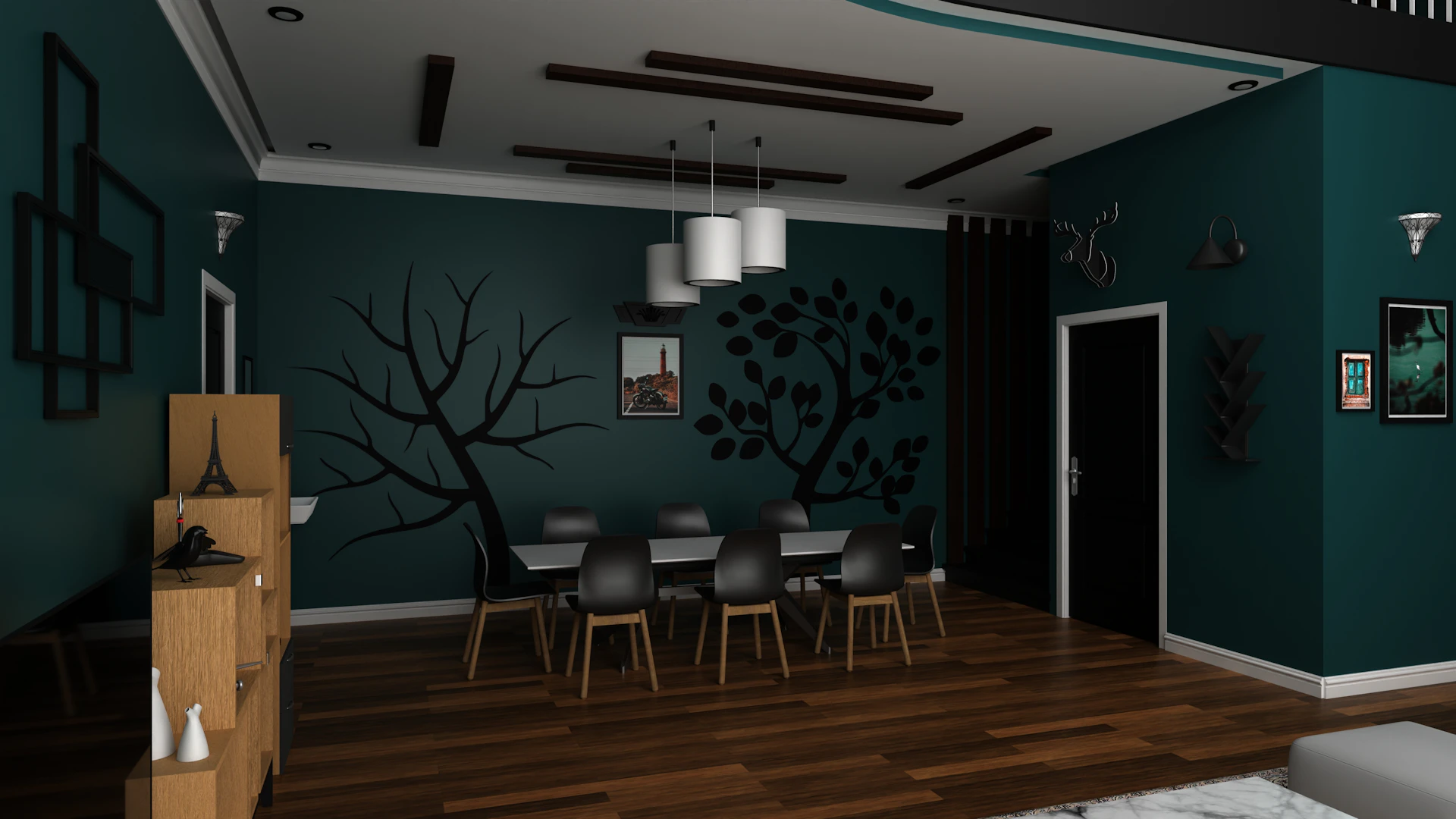 black and white dining table and chairs
