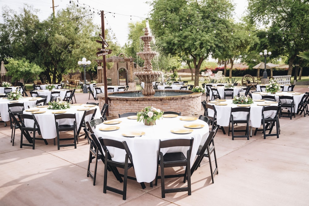 white table with chairs and tables