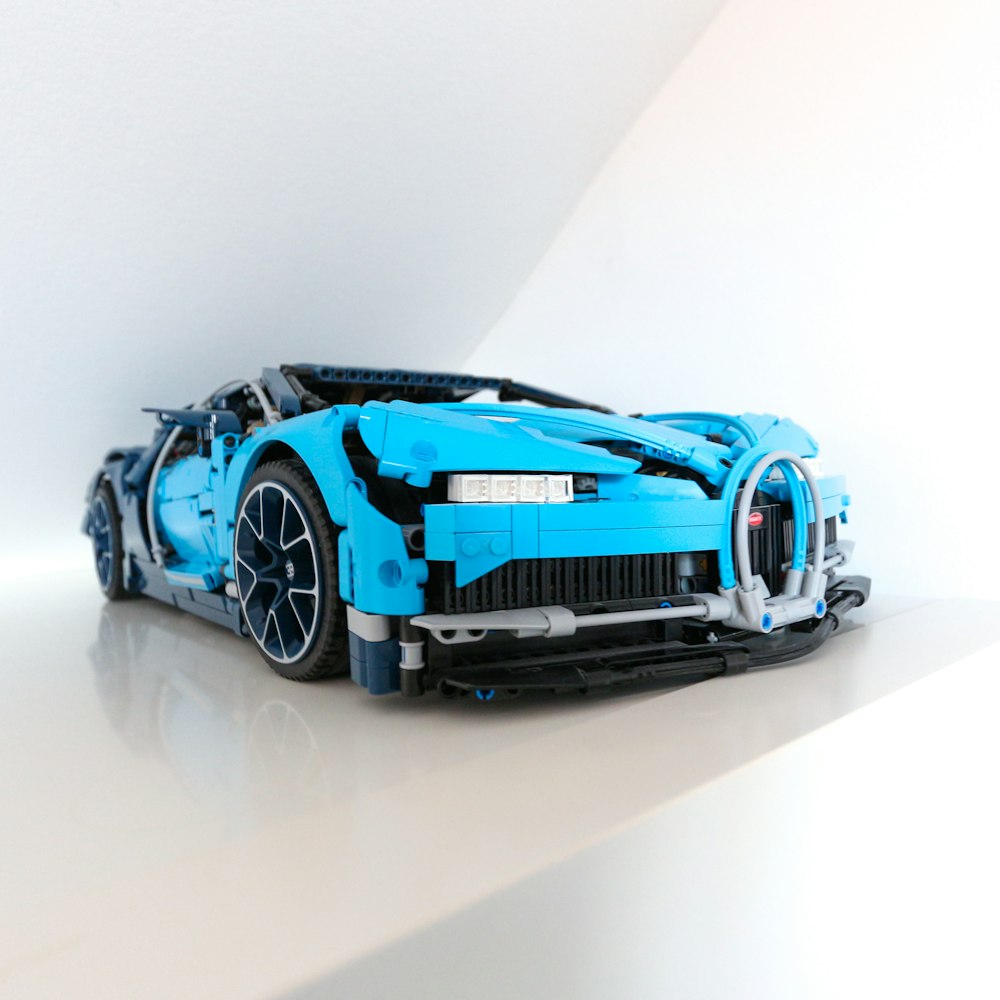 blue and black car scale model