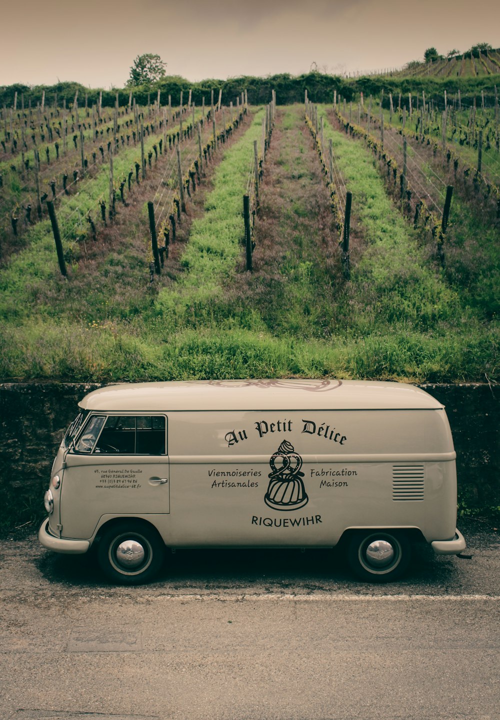 white van parked on the side of the road