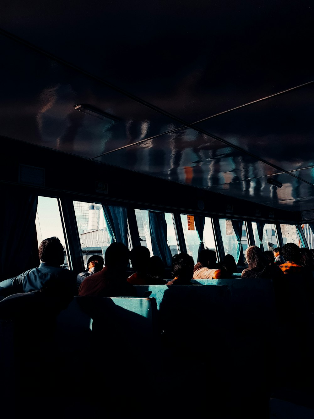 people sitting on train during night time