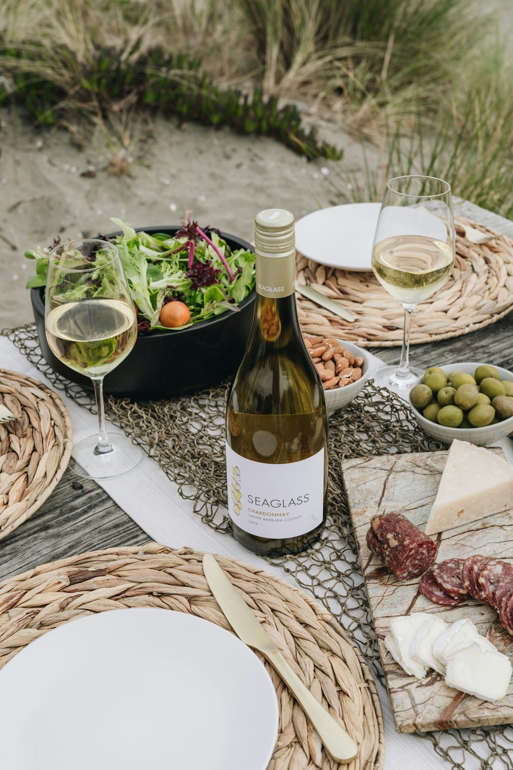 two bottles of wine on table