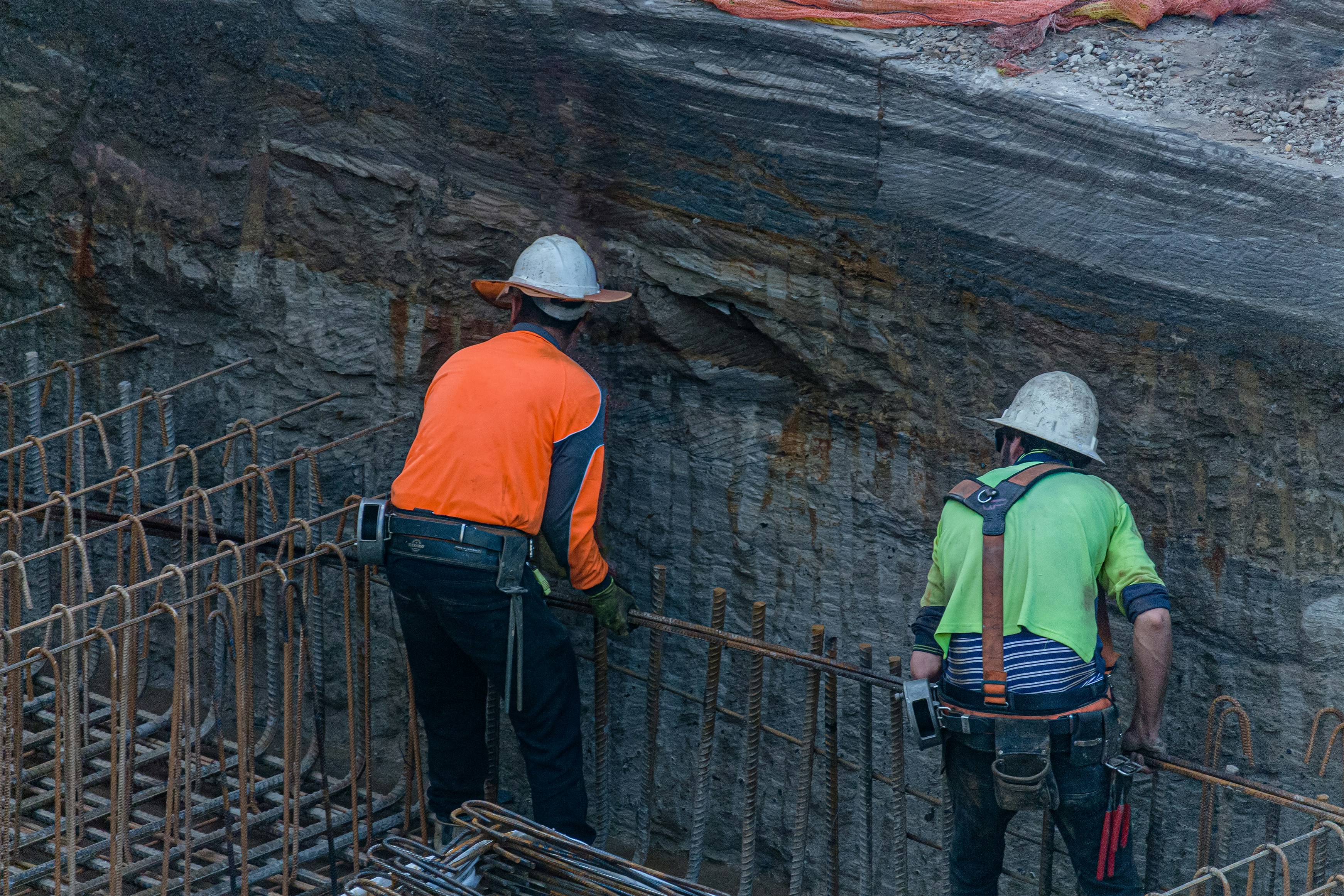 DTH hammer drilling in action at construction site