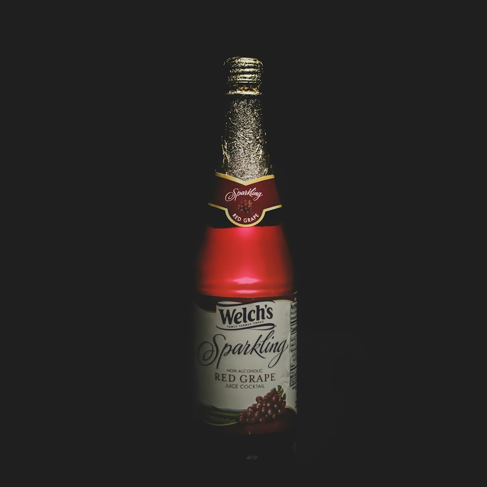 red and white labeled bottle