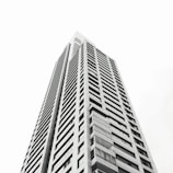 grayscale photo of high rise building