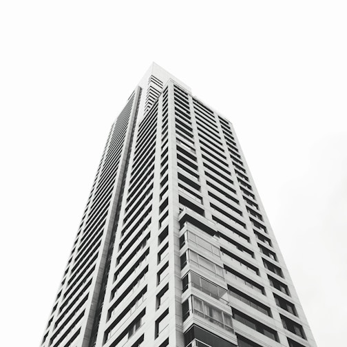 grayscale photo of high rise building