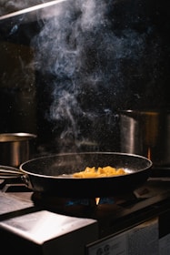 black frying pan on stove