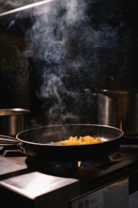 black frying pan on stove