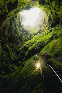 people walking on pathway between green mountains during daytime