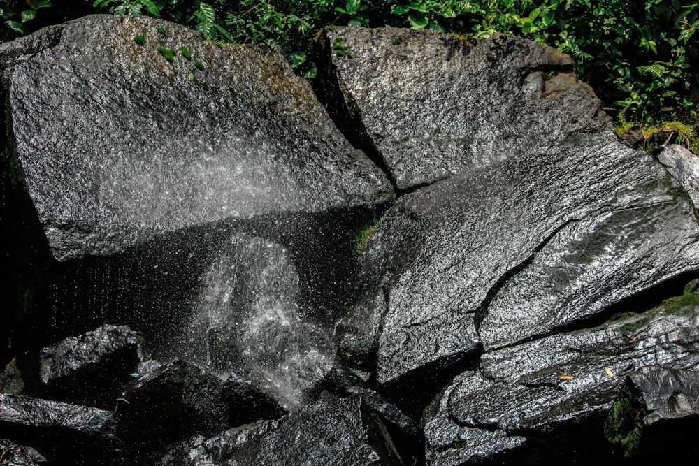 black and gray rock formation