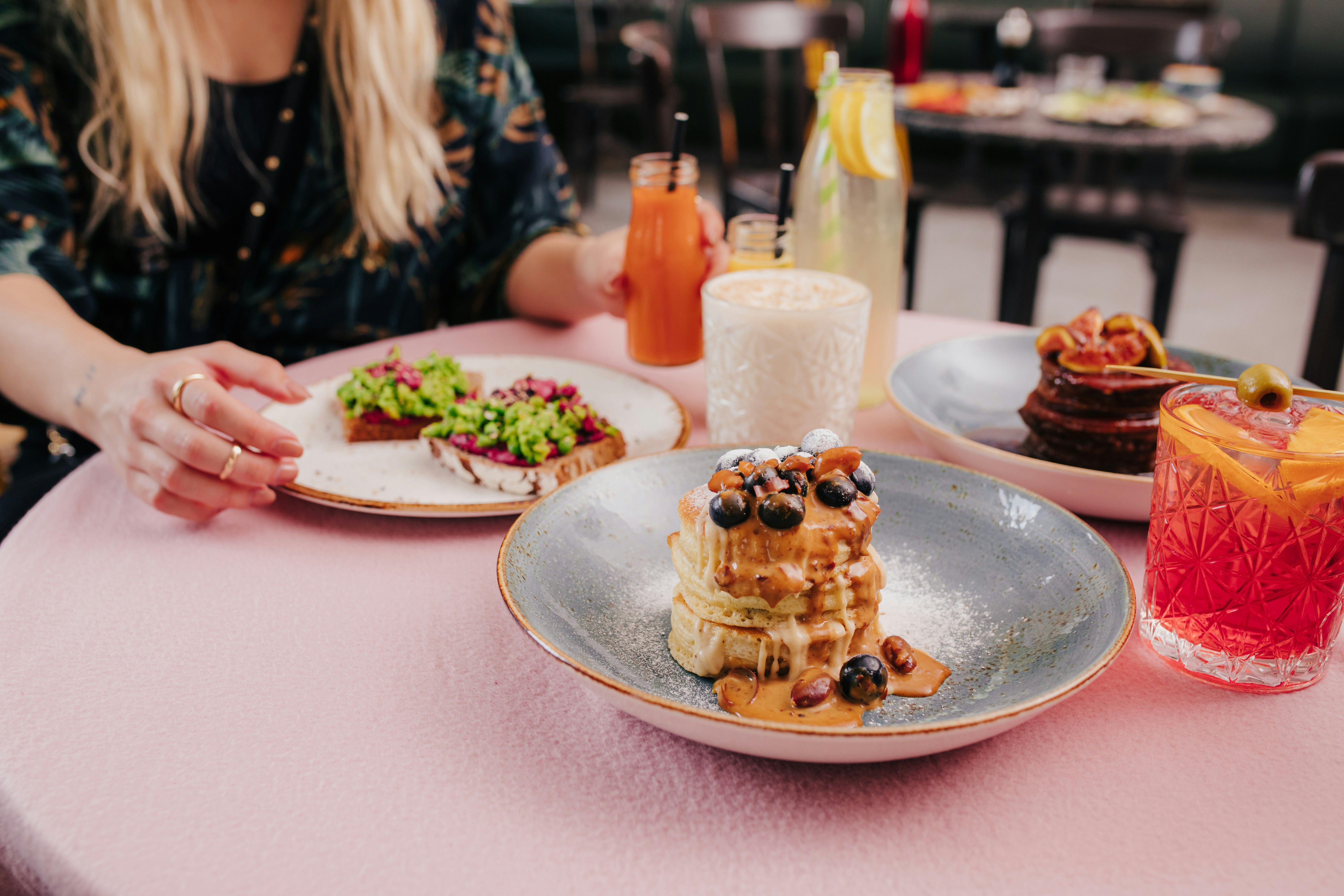 breakfast, brunch table, pancakes, food table, food porn