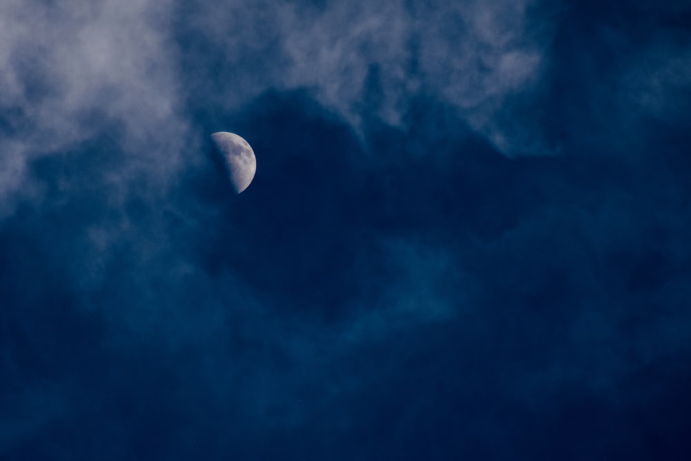 full moon in blue sky