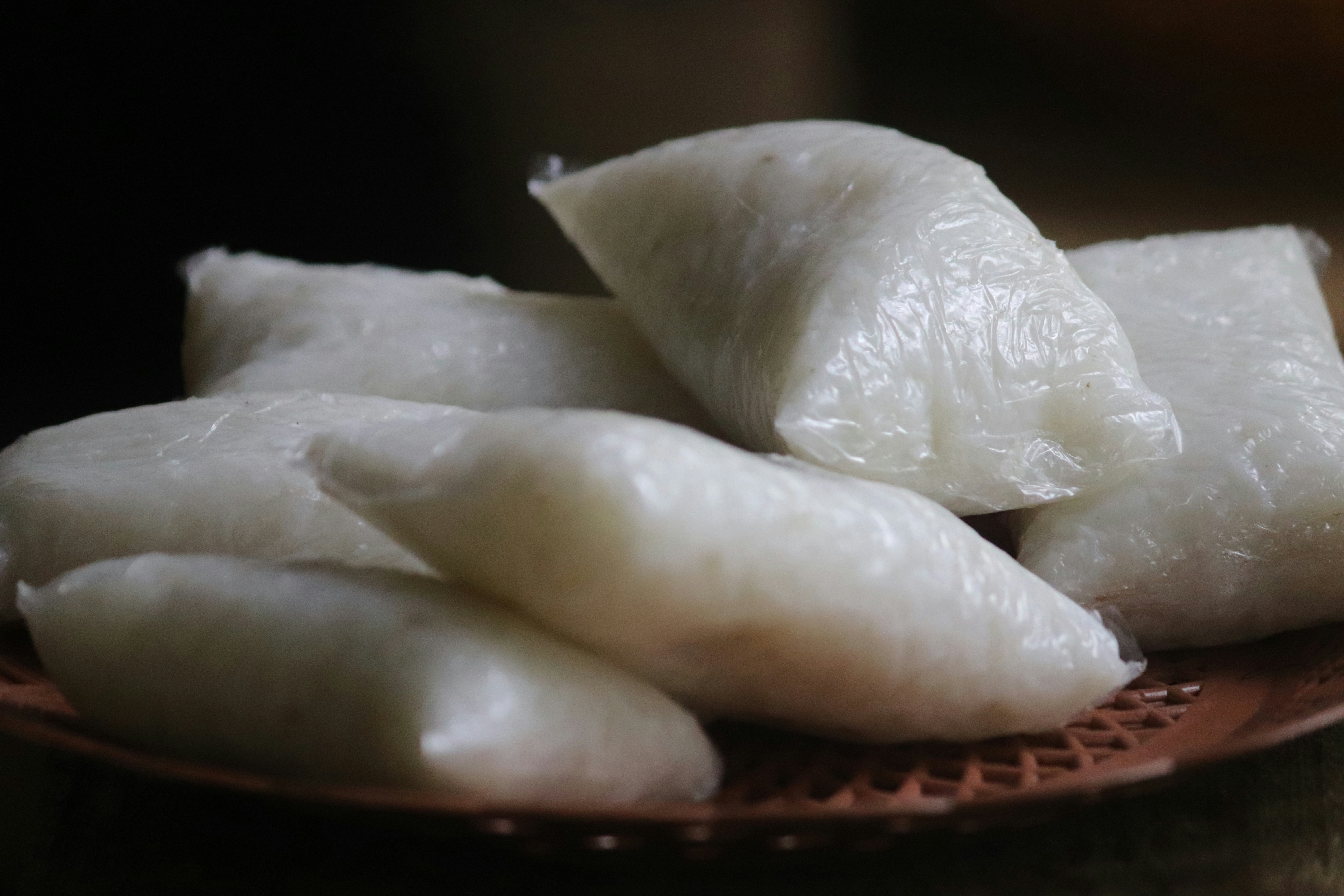 Light and crispy plain rice cakes stacked in a package