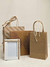 brown and white cardboard box