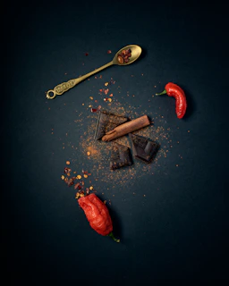 red chili pepper and stainless steel spoon