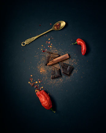 red chili pepper and stainless steel spoon