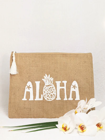 brown and white tote bag