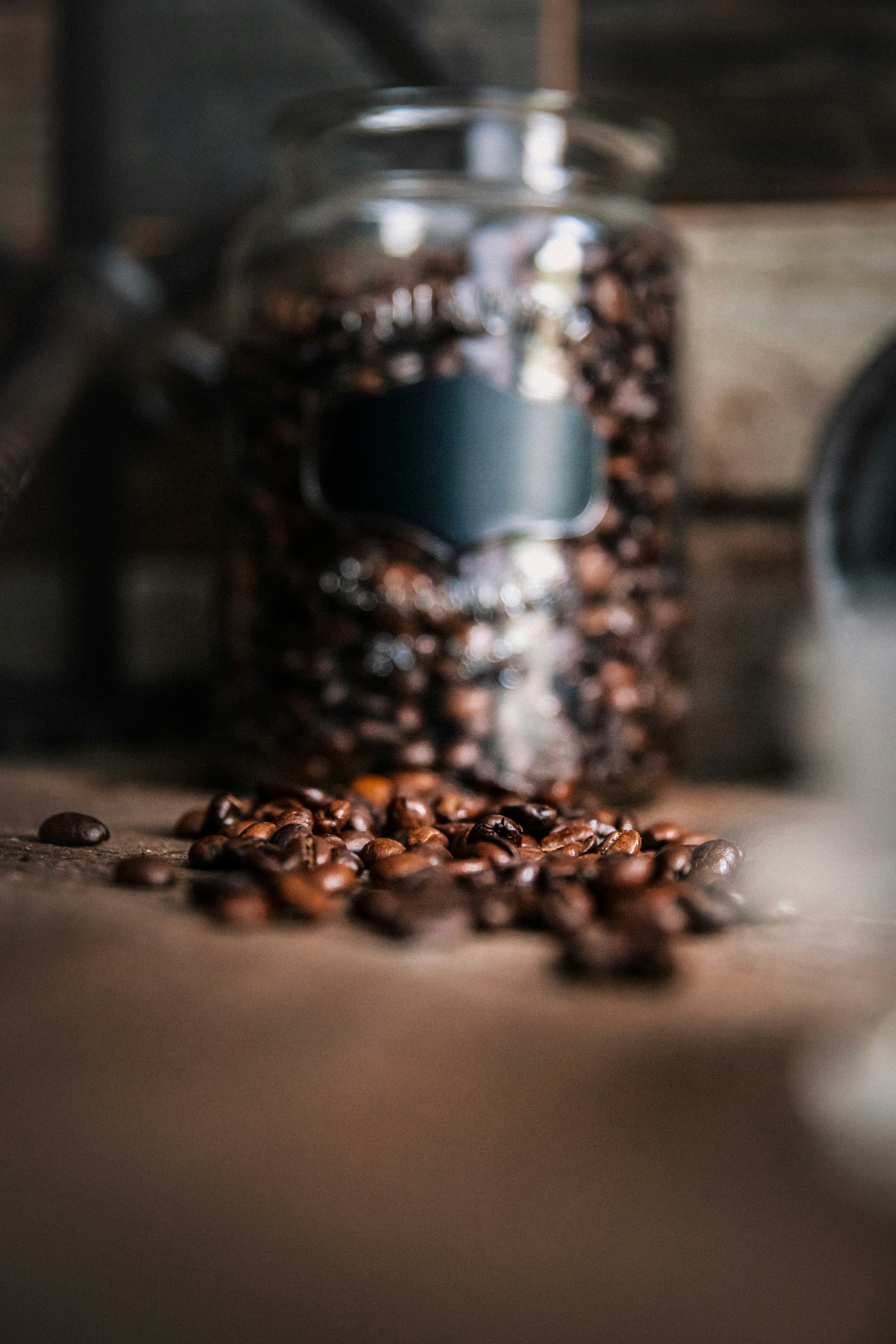 coffee beans in clear glass jar