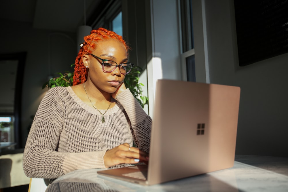 woman using Surface computer