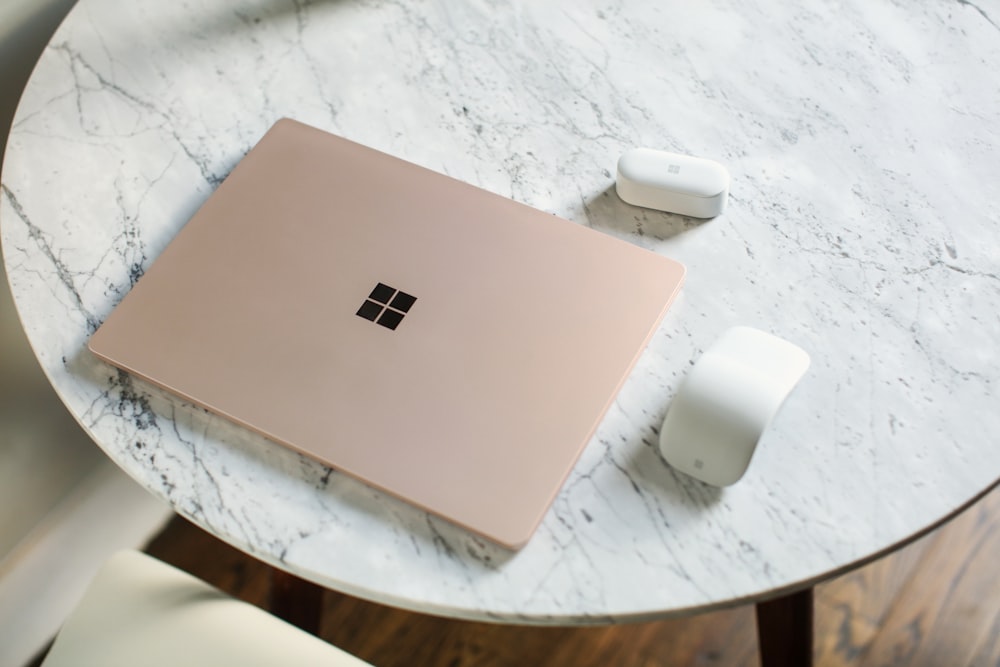 Surface laptop on white table