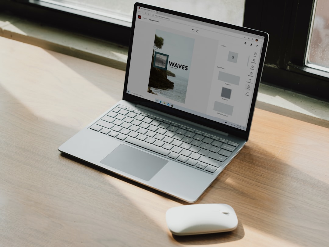 Surface laptop on brown wooden table