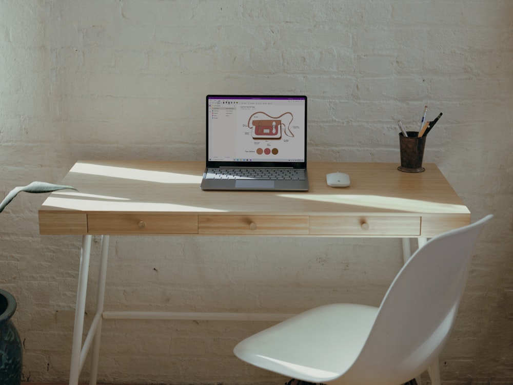 Surface computer on brown wooden table