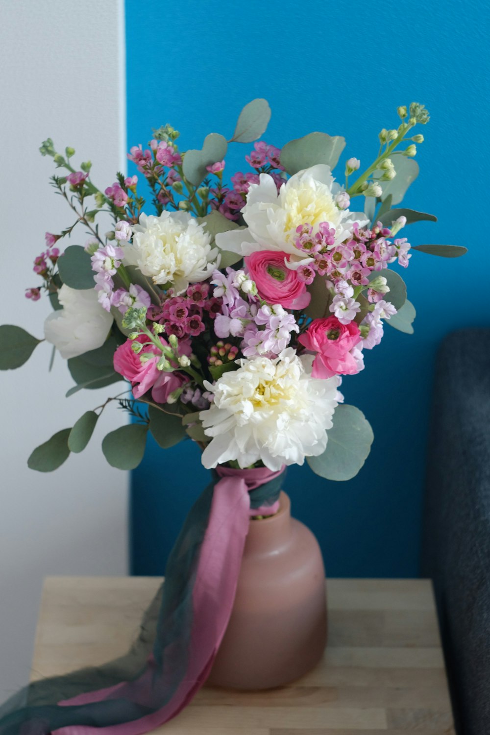 white pink and yellow flower bouquet