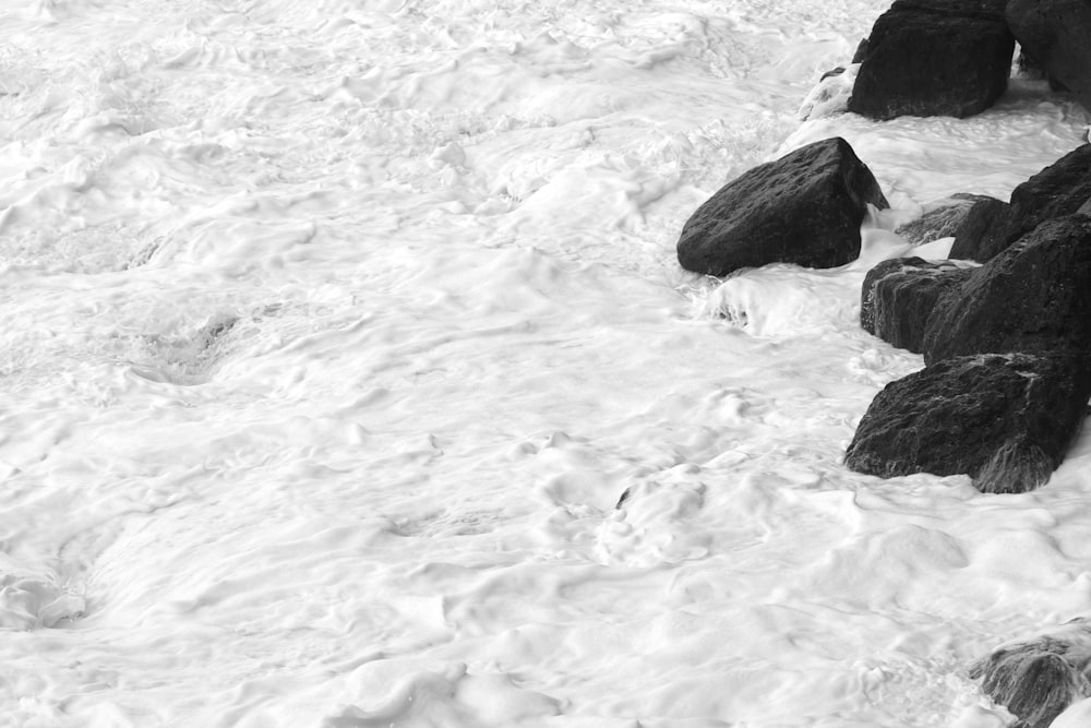 grayscale photo of water waves