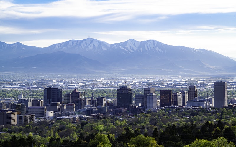 Salt Lake City skyline with mountains
